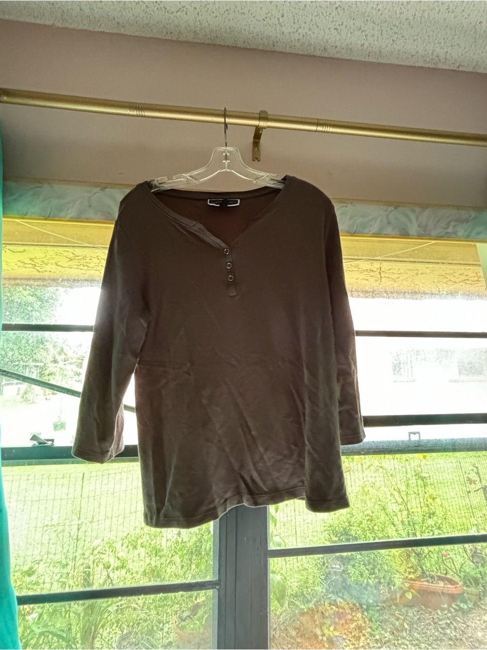 Karen Scott Long Sleeve Henley Tops